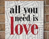 All You Need Is Love - The Beatles / Lyrics Art / Prints on Canvas - Sheet Music Art