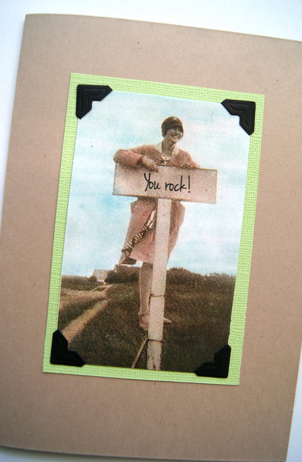 YOU ROCK Fun Vintage Photo Card - Graduation - Congratulations - You Rock - Recycled Paper