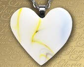 Fused Glass Heart Pendant Jewelry - White Whisper - Z184