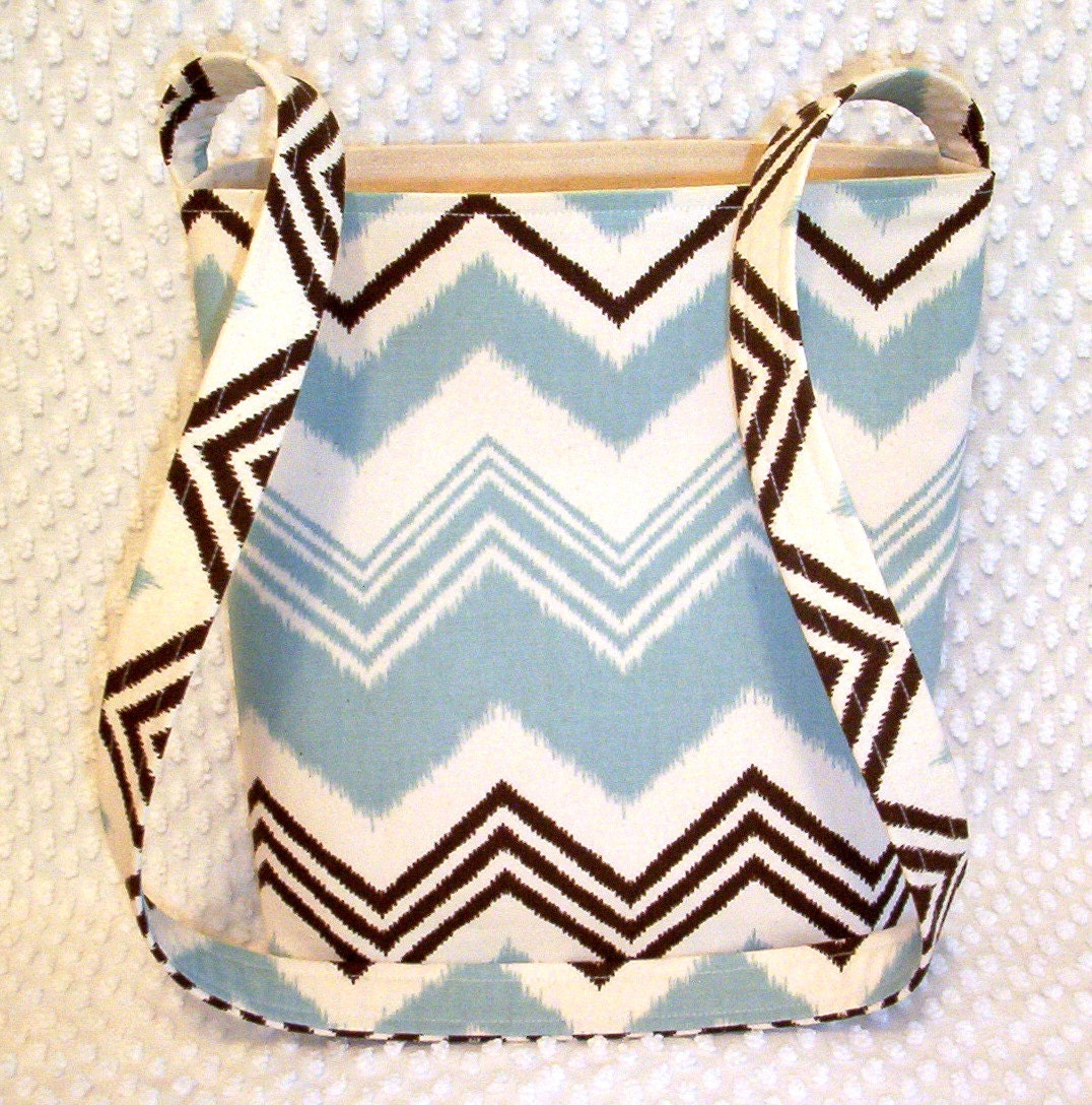 Crossbody Bag Chevron Cross Body Bag Hobo Purse Shoulder Sling Chocolate Brown and Aqua Blue Chevron Stripes