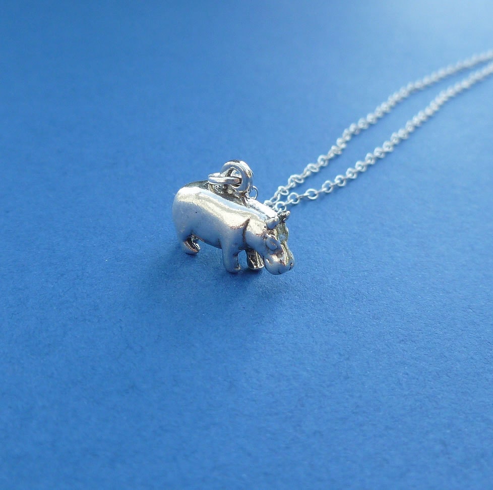 sterling silver hippopotamus necklace gift for her hippo