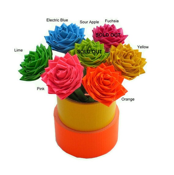 Duct Tape Flower Pens Bright Colors - Set of Two