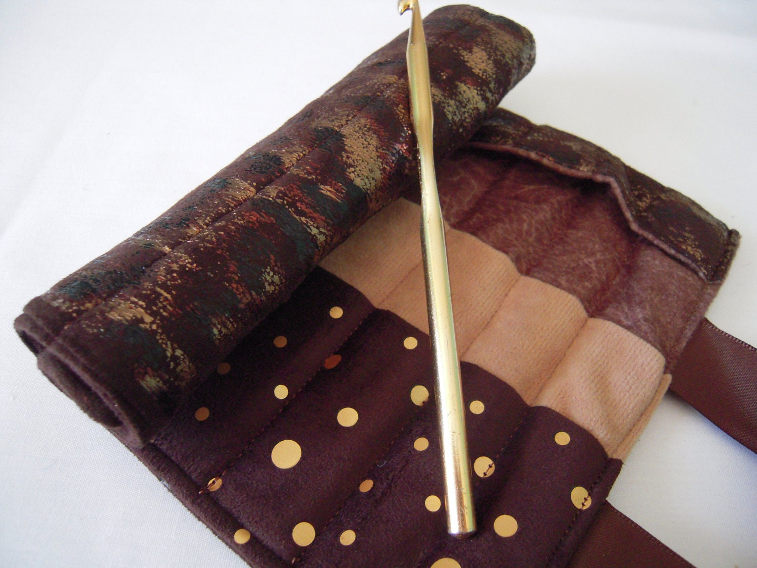 Crochet Hook Case - Leopard Print Suede Cloth No. 2