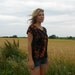 Slouch t-shirt, Box tee - Black modal bleached out, hand dyed