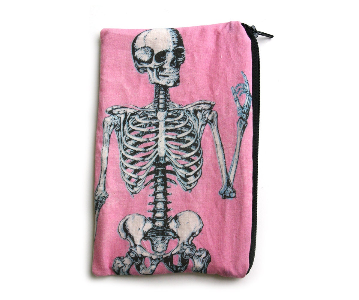 Pink Anatomical Skeleton Makeup Bag