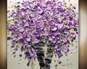 ORIGINAL Contemporary Textured Painting Purple Flowers Oil Painting Thick Impasto Bouquet in Vase by Susanna