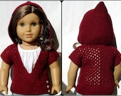Mae Hooded Pullover Sweater - PDF Knitting Pattern For 18" American Girl Dolls - Doll Clothes Knitting Pattern - Instant Download