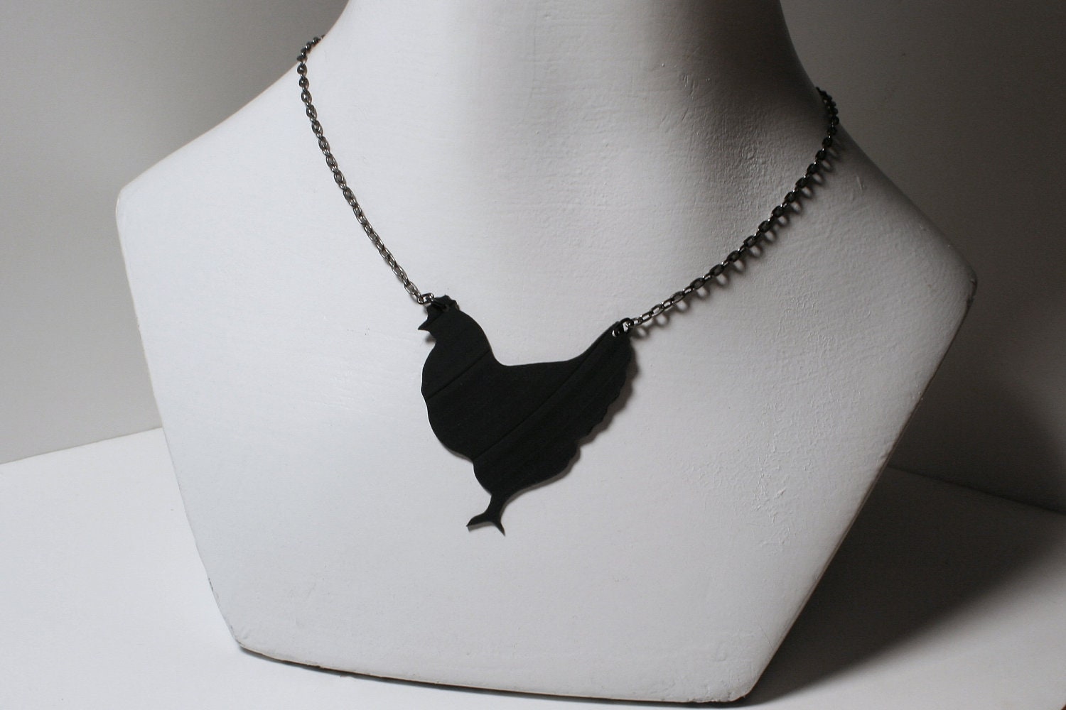 Chicken Recycled Record Silhouette Necklace