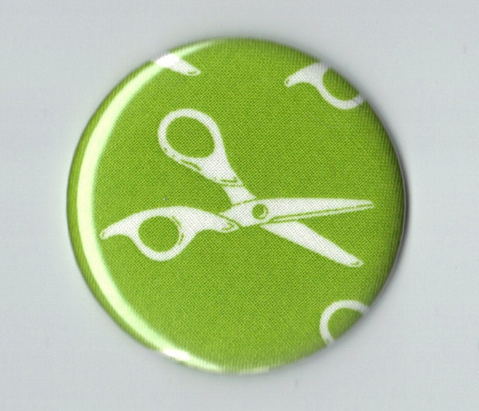 2 1/4" Lime Green Scissors Pocket Mirror