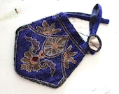 Antique 1910s 20s cobalt beaded handbag / Edwardian / art nouveau