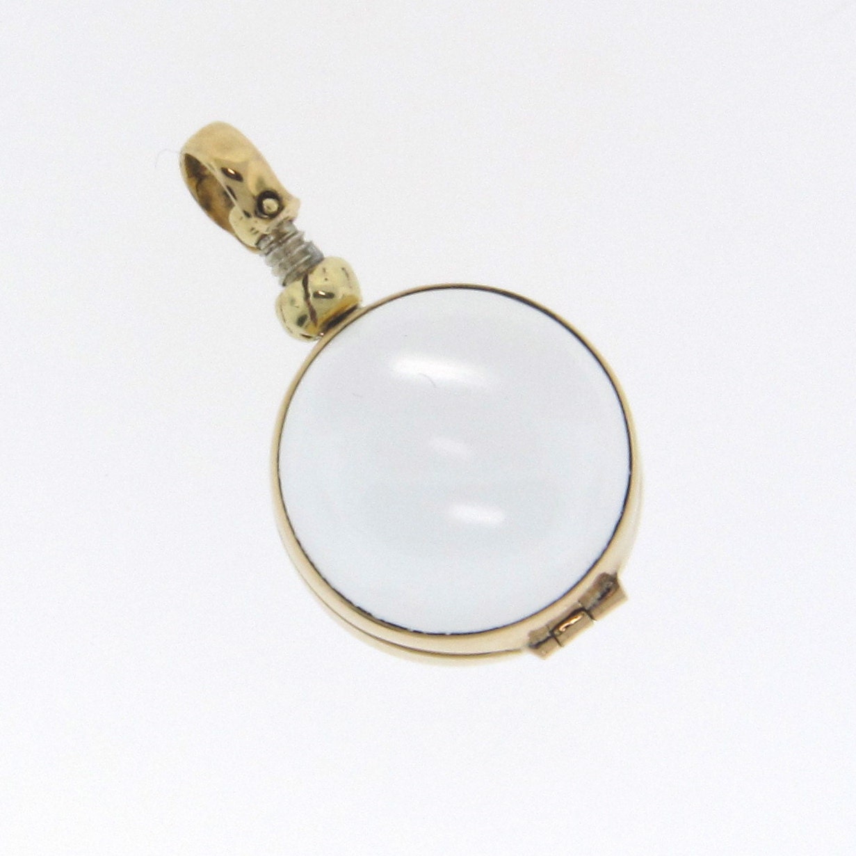 Mini Round Clear Glass Locket Pendant in Gold Brass- for Relics, Mementos, Keepsakes, Photos, or Anything Else - Pendant