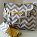 Large Diaper Bag Set Made of Chevron and Yellow - Adjustable Strap