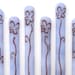 Glass Swizzle Sticks / Cocktail Stirrers / Drink Stir Sticks / Fused Glass / Art Glass - Long Stem Daisy Doodles on Lavender