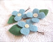 Forget me Not repurposed wools bobby pin Great Stocking Stuffer
