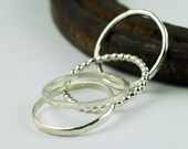Silver Stacking Ring Set - Recycled EcoFriendly Sterling Silver - Hammered and Textured - Set of four custom rings