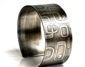 Mod Etched Sterling Silver Cuff Bracelet