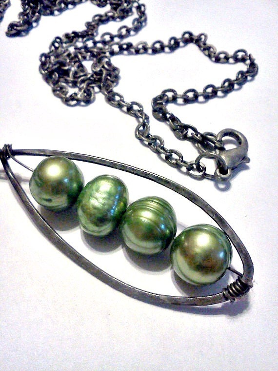 Antiqued Peapod Necklace