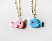 Best Friends Pink and Blue Narwhal Necklaces