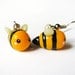 Yellow Bumble Bee Dangle Earrings Cute Polymer Clay Minis