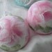 3.5" WHITE Ornaments Chic Christmas BALLS Hand Painted Shabby Rose PINK ecs sct schteam