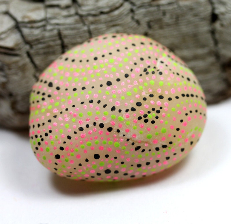 Alaska Quartz Beach Stone, Hand painted, natural stone, found
