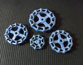 4 Blue Metal Faucet Knobs