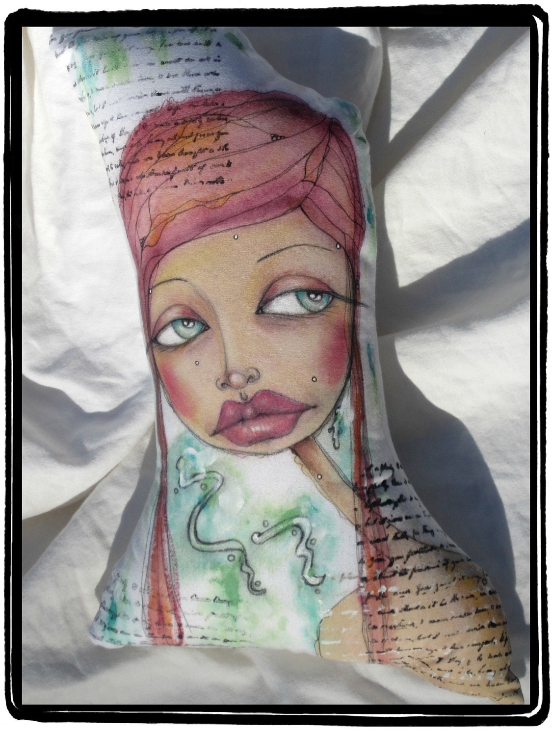 Free-Form Fabric pillow- Girl