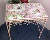 Cutest PiNk Metal Table Pink RoSe ShAbBy Mosaic
