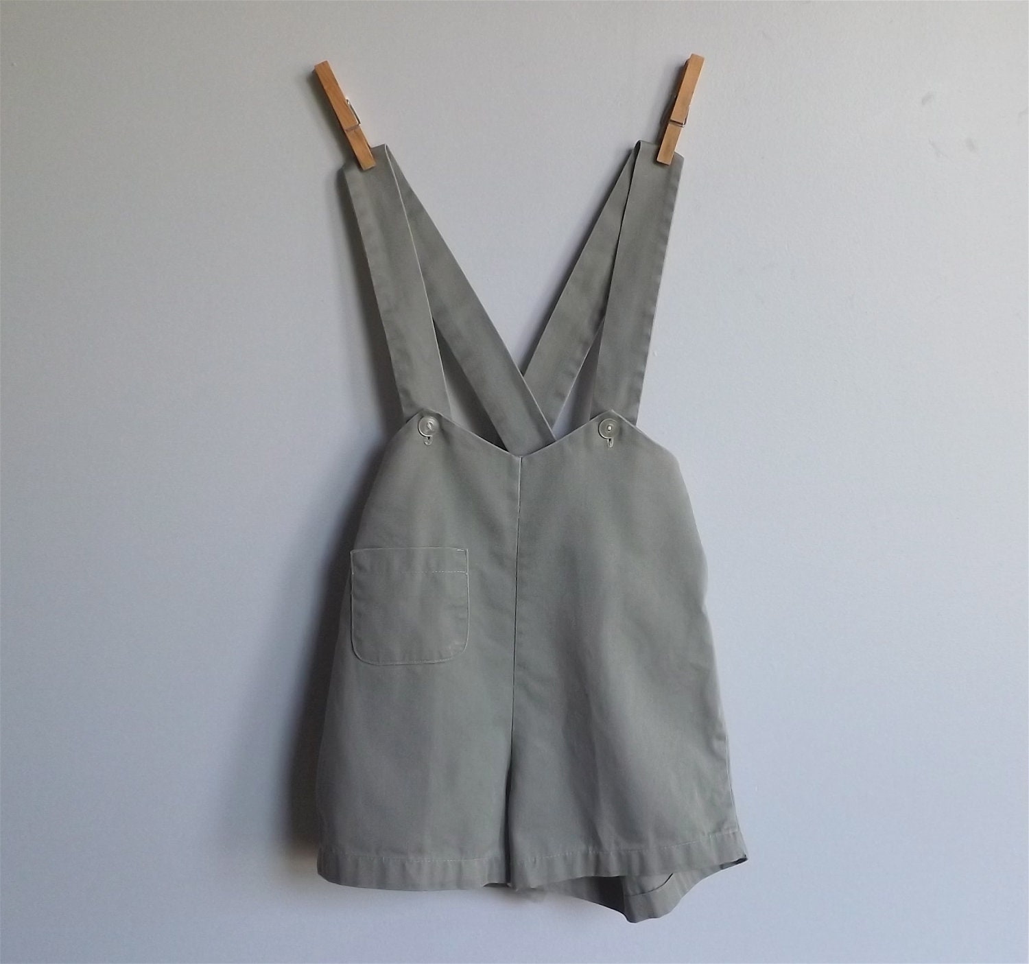Vintage 1950s overall shorts, olive gray