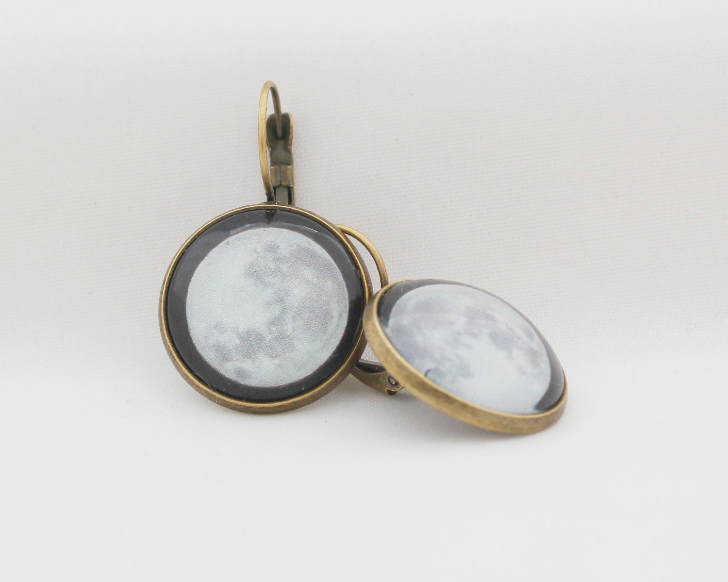 Super Moon, Antiqued Brass, Photography Earrings