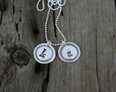 Rustic Silver Necklace Collection - Scalloped Dainty Initals