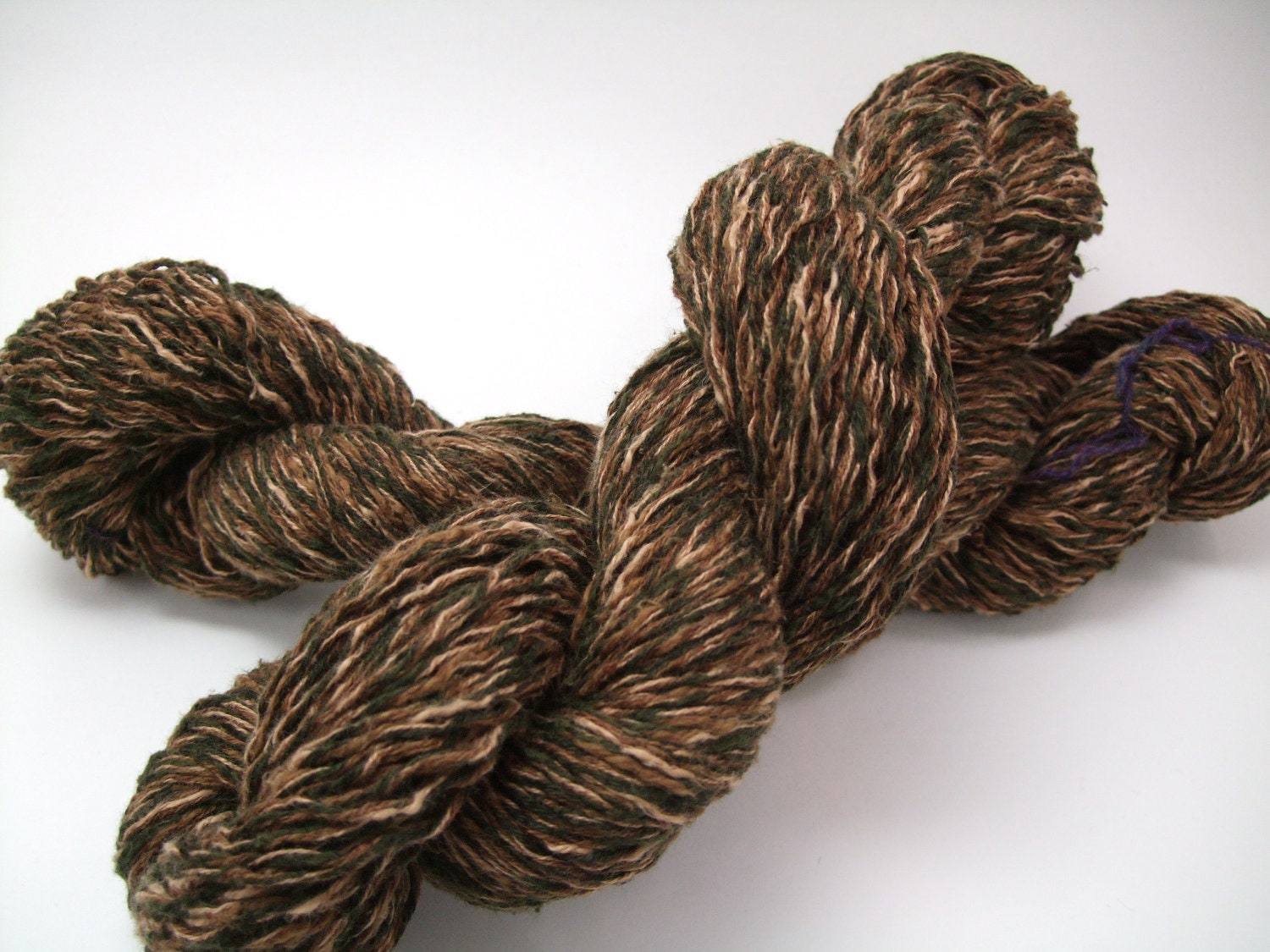 Recycled yarn - brown linen blend, worsted weight
