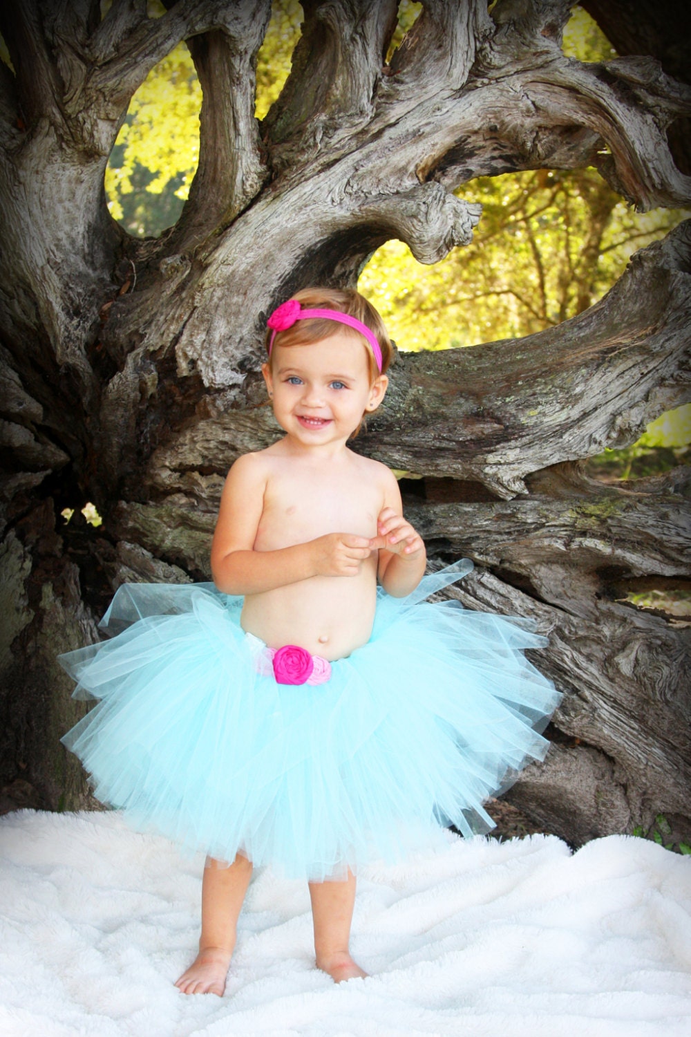 Aqua and Pink Sweet Little Rosette TuTu. CUSTOM COLOR tutu, Flower Girl tutu, Baby tutu, Custom Girls tutu, Birthday tutus, Wedding tutu