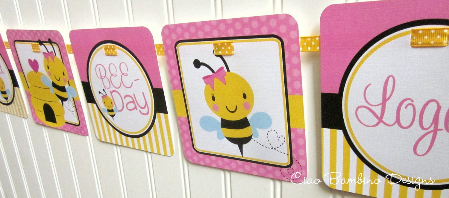 NEW - Happy BEE-Day - Bumble Bee Happy Birthday Banner