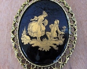 Vintage Romantic Couple Pendant and Brooch