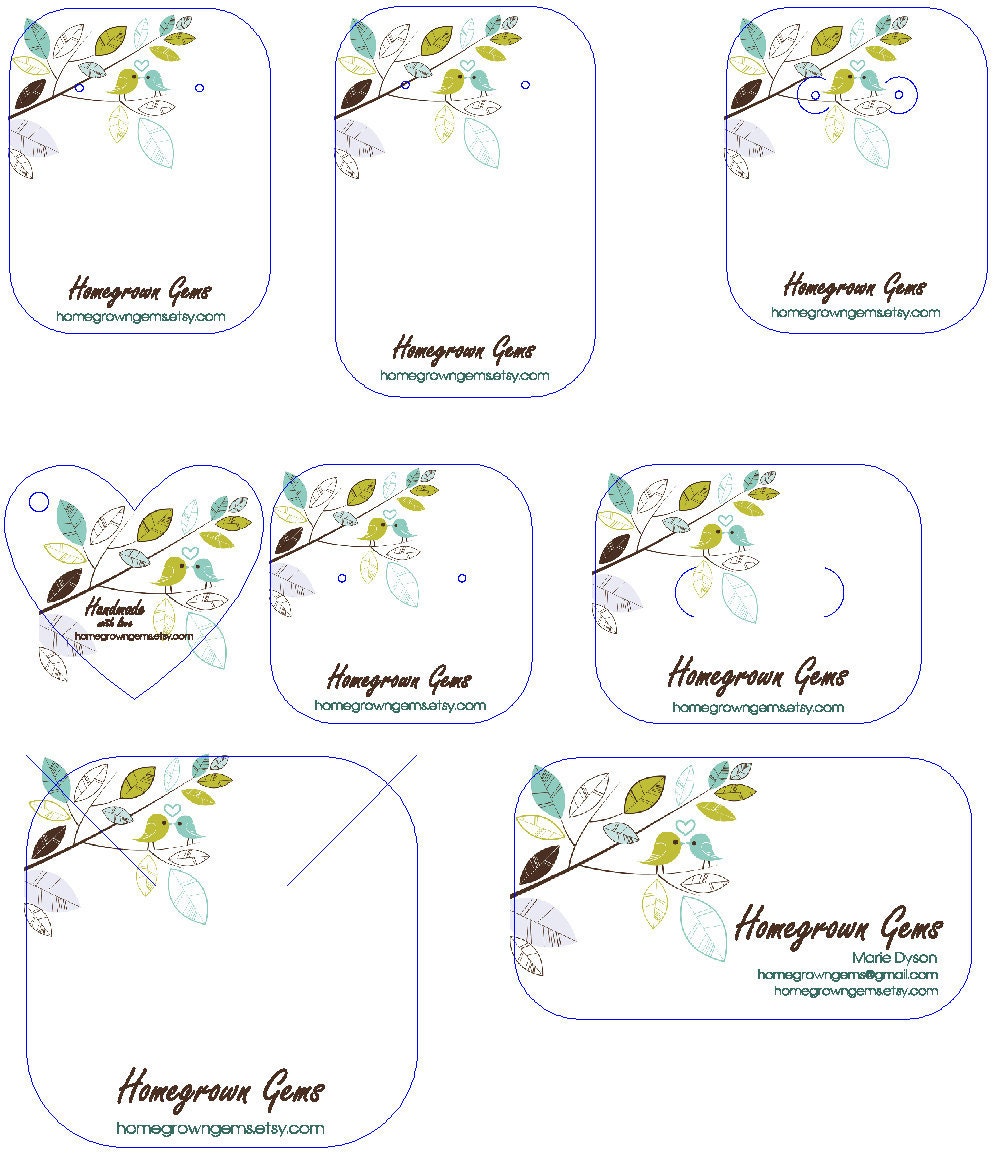 Personalized Earring Cards Modern Blue Yellow Branch Bird Flower Florals 00097b Custom
