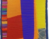 9.10.2012 small art quilt, contemporary, abstract, citron,purple, blue, orange