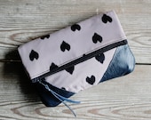 Hearts Print Leather Fold-over Clutch