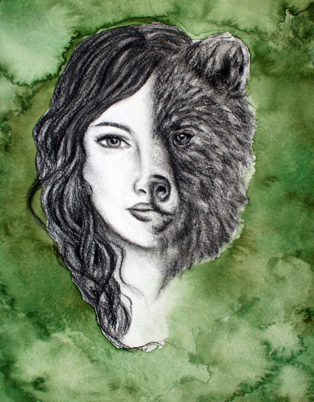 8x10 Bear Totem Animal Portrait Fine Art Print by Celeste Johnston www.celestejohnstonart.com