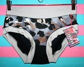Women's MEDIUM ANiMAL print grey black tan briefs HaNDMADE UNDeRWEAR