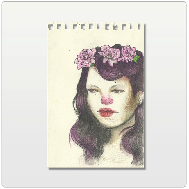 Flower Girl - Original Drawing 4X6