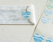waves mini heart stickers in ocean