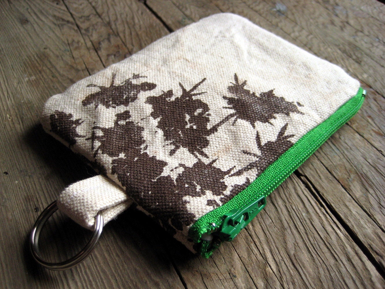 Coin Wallet Screenprint Hand Printed Queen Annes Lace Design