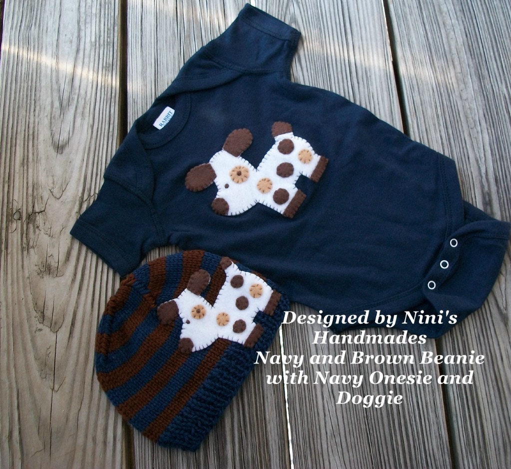 DOG Baby Set- Baby hat and baby onesie, Newborn photography, Baby shower gift, childrens clothing, Dog set, baby gift