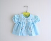 Vintage Baby Girl Top . Butterfly . Shirt . Blue . Lace . 6-9 Months