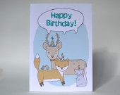 Happy Birthday - Blue - Animal Card