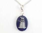 Doctor Who Dalek Charm Pendant with Silver Chain Necklace