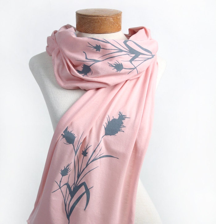 Wheat print Jersey cotton scarf (Dusty Rose)