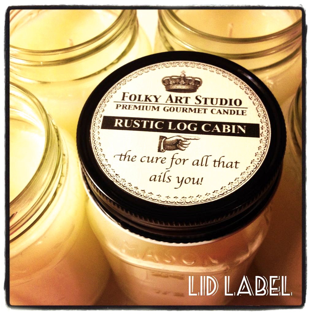 RUSTIC LOG CABIN Large Gourmet Candle featuring Antique style label cozy Fragrance