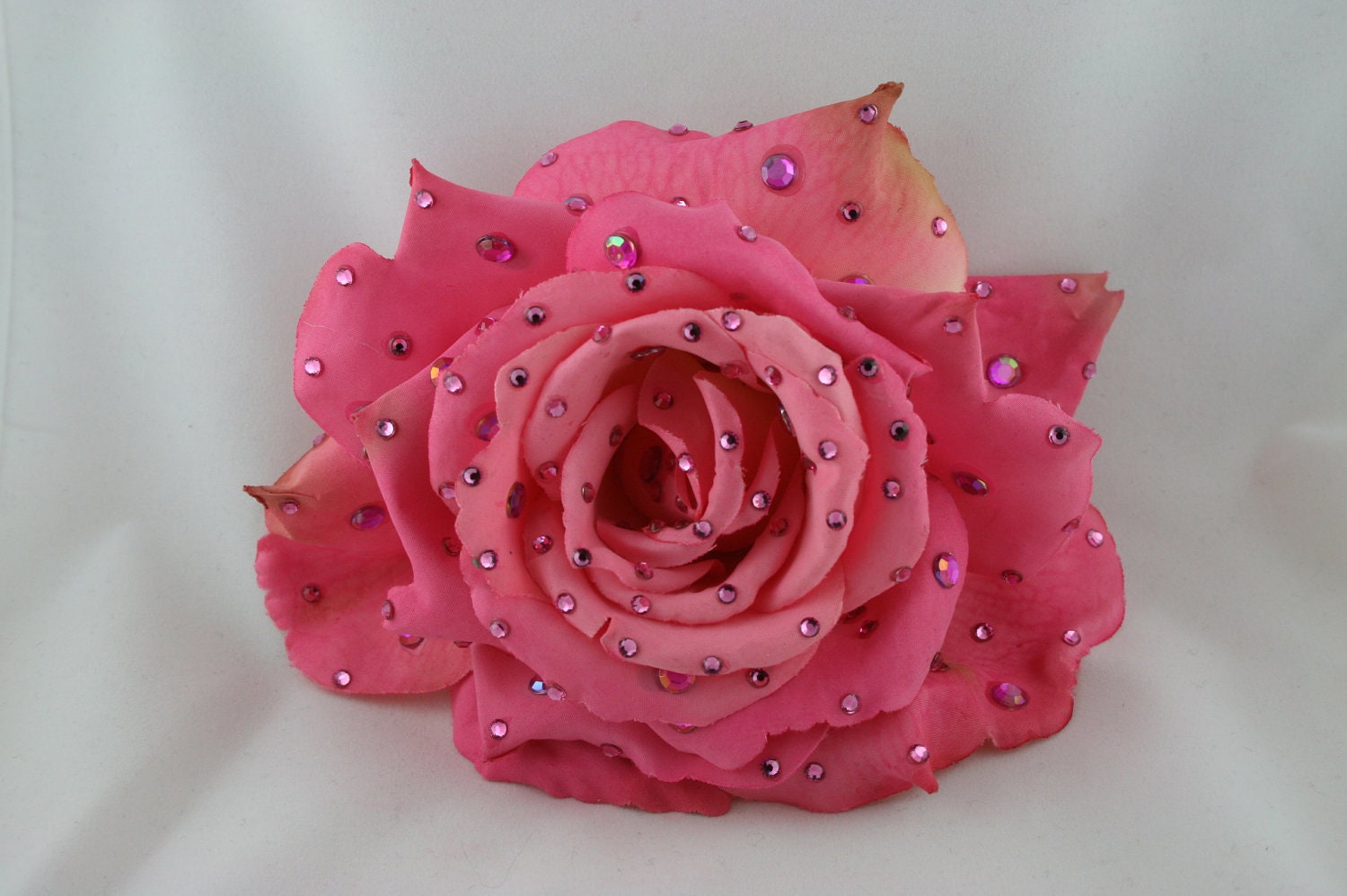 Sparkling Large Bright Pink Silk Rose